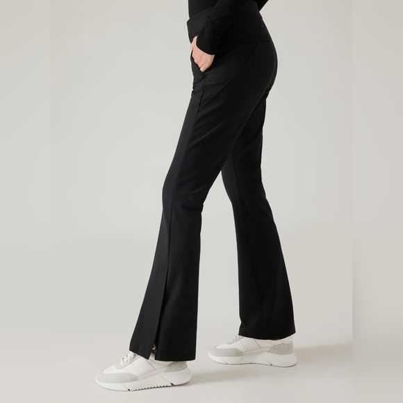 ***Host pick****ATHLETA Stellar Flare Trouser Size 10 Black Zipper Leg Opening - Picture 2 of 9
